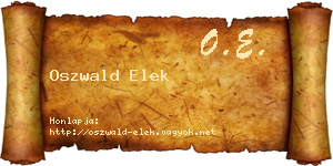 Oszwald Elek névjegykártya